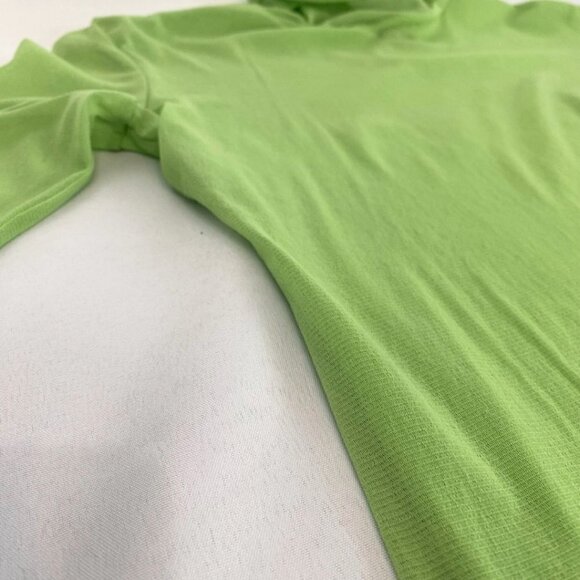 OSCAR LEOPOLD NEON GREEN SHEER MESH TURTLENECK LONG TEE TOP - M - Picture 6 of 8